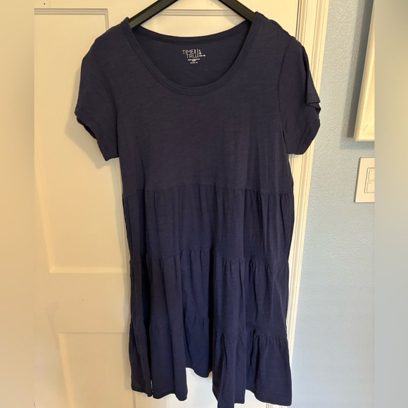 Time and Tru Size Large Blue Tiered cotton summer dress - Picture 1 of 5